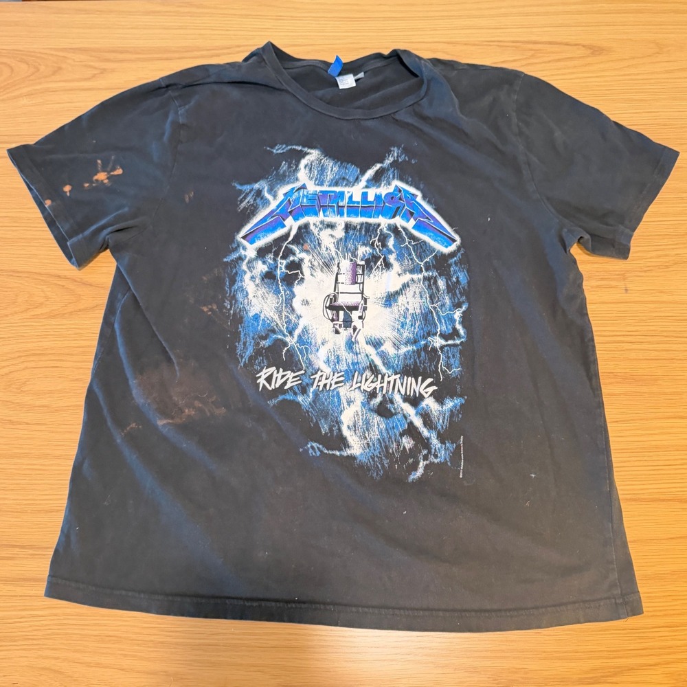 Metallica Ride the Lightning T-Shirt H&M Divided Black XL 1984 European Tour